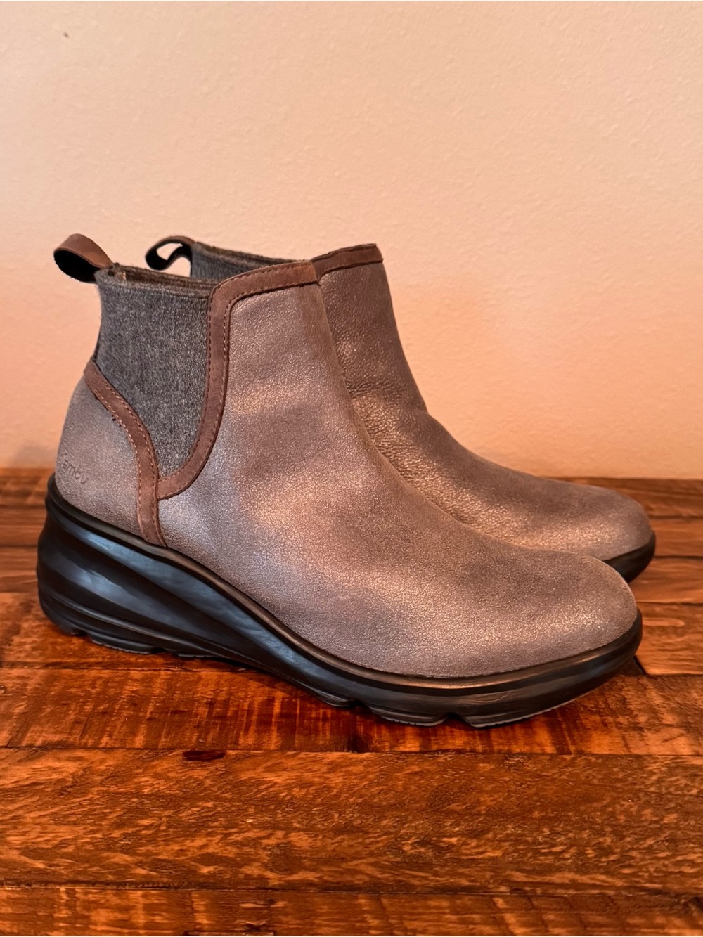 Jambu Ember Metallic Gray Wedge Ankle Boots
